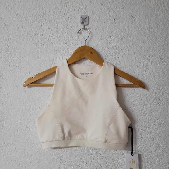 WeWoreWhat Solid Racerback Bra in Off White Small - Picture 1 of 8